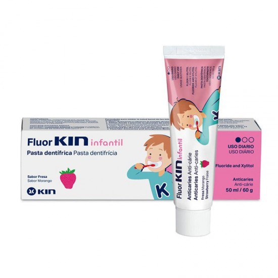 Детская зубная паста Fluor KIN со вкусом клубники, 50 мл